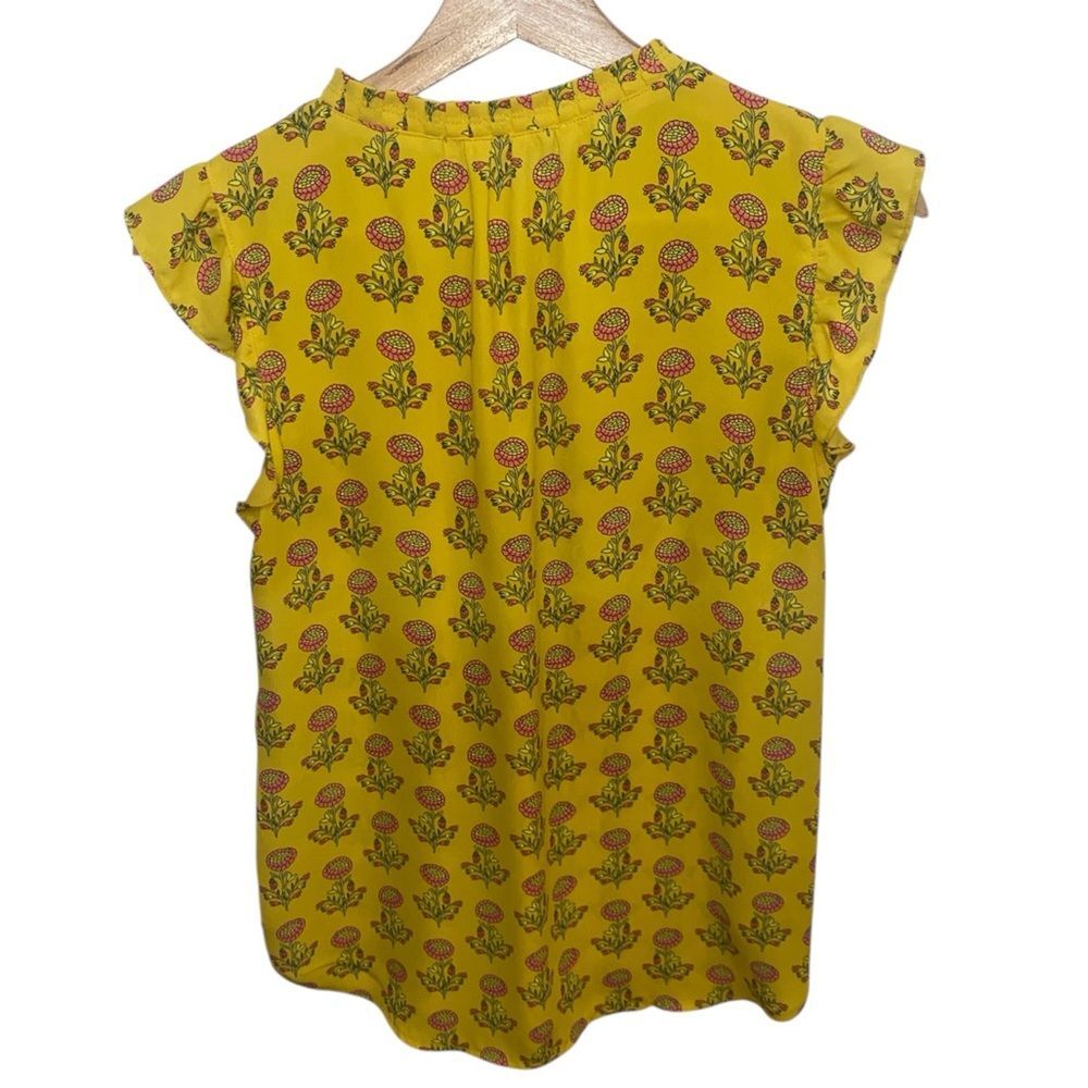 LOFT Peony Ruffle Split Neck Top - Picture 5 of 7